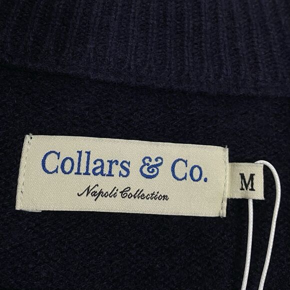 Collars & Co Napoli Cardigan Sweater Mens M Navy Blue Wool Cashmere Preppy NWT - Picture 3 of 8